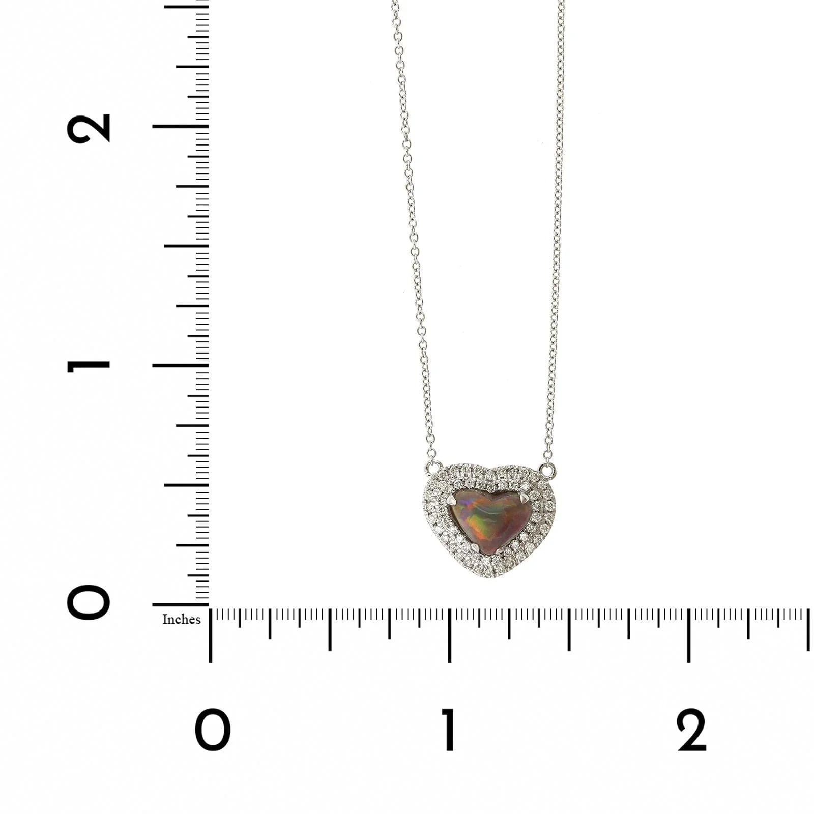 18K White Gold Heart Shape Opal and Diamond Pendant - Image 4