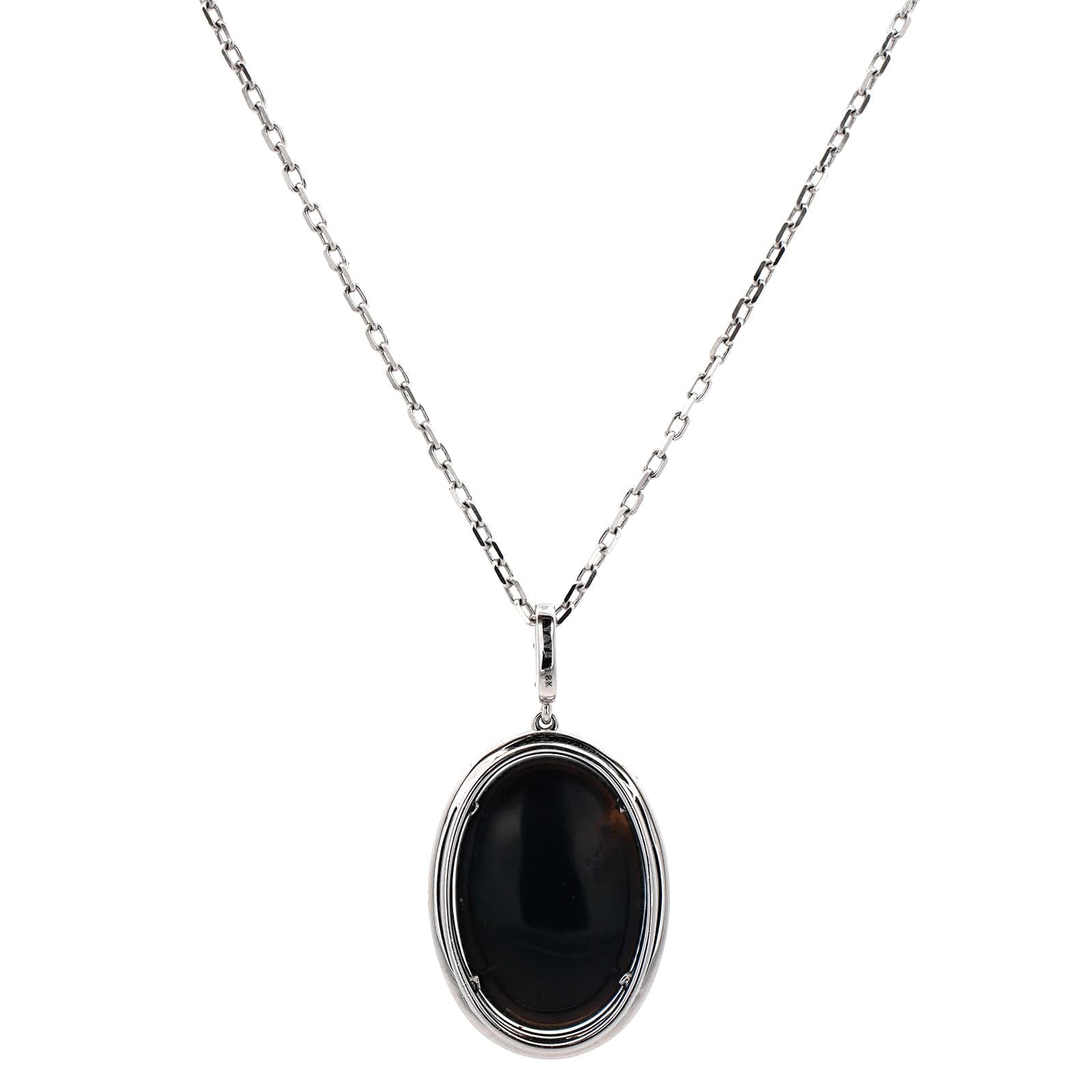 18K White Gold Sapphire, Black Opal, and Diamond Pendant Necklace - Image 2