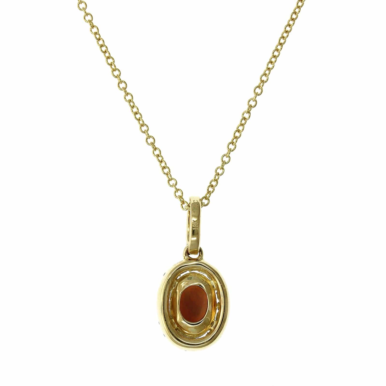 18K Yellow Gold Opal Diamond Halo Pendant - Image 2