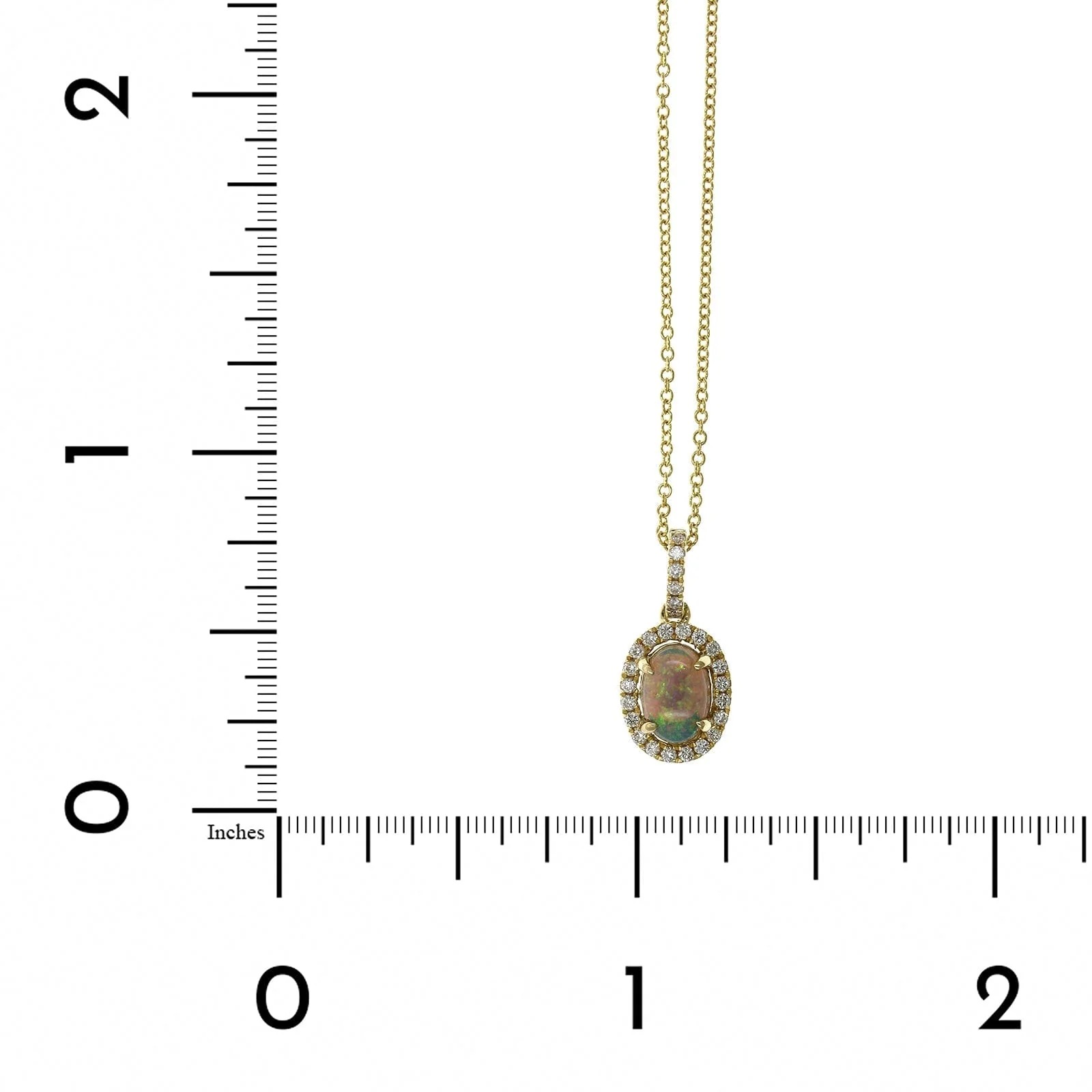 18K Yellow Gold Opal Diamond Halo Pendant - Image 4