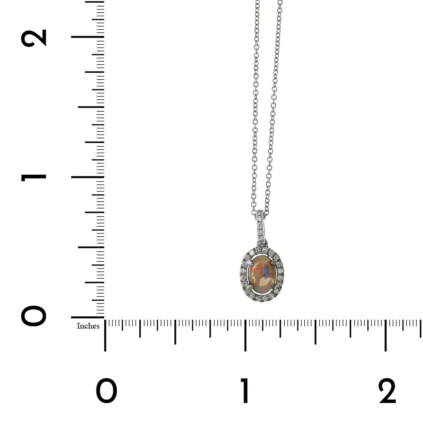 18K White Gold Opal Diamond Halo Pendant - Image 4