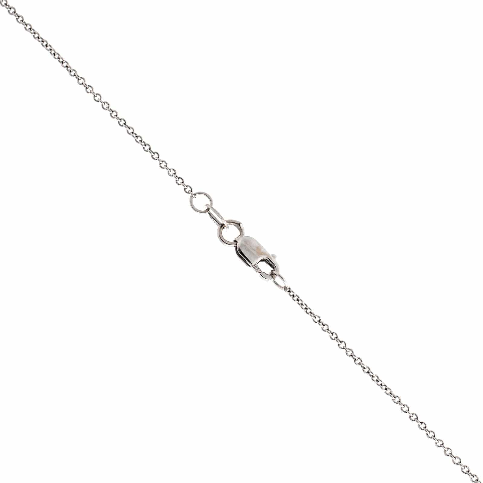 18K White Gold Opal and Diamond Halo Pendant Necklace - Image 3
