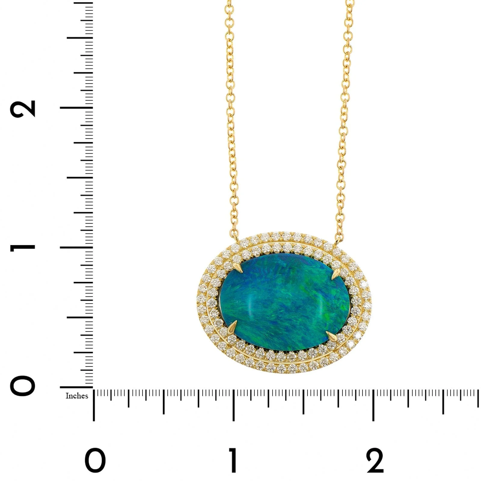 18K Yellow Gold Opal & Diamond Necklace - Image 4