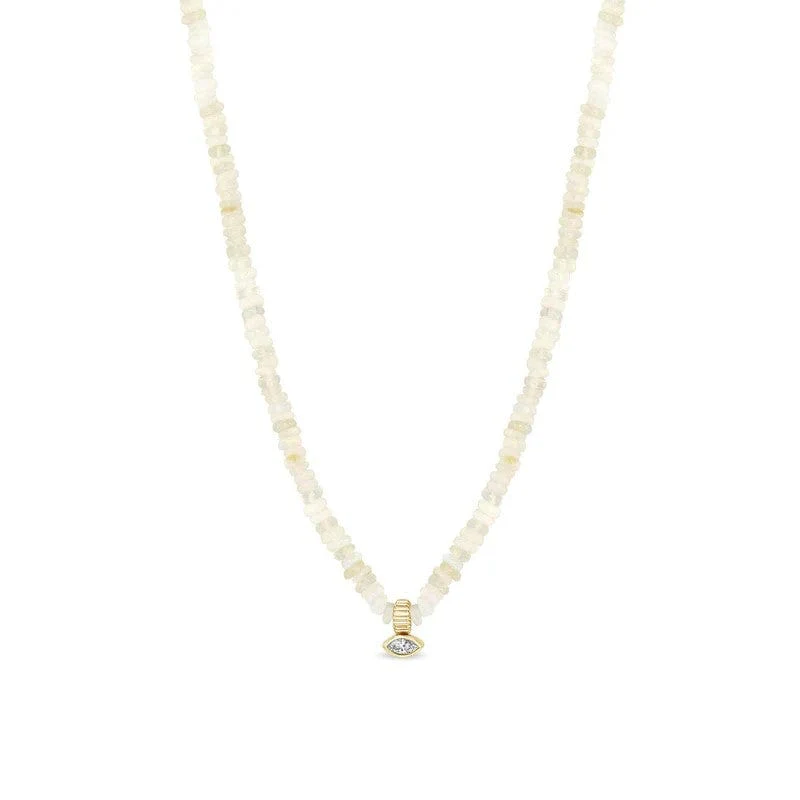 Zoe Chicco 14K Yellow Gold Fire Opal Bead and Diamond Necklace