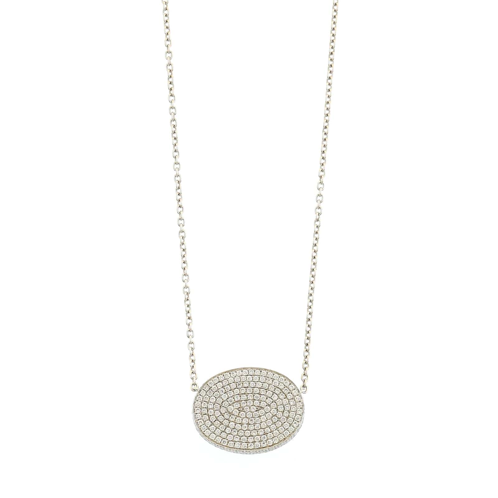 Platinum Oval Opal & Diamond Pendant Necklace - Image 2