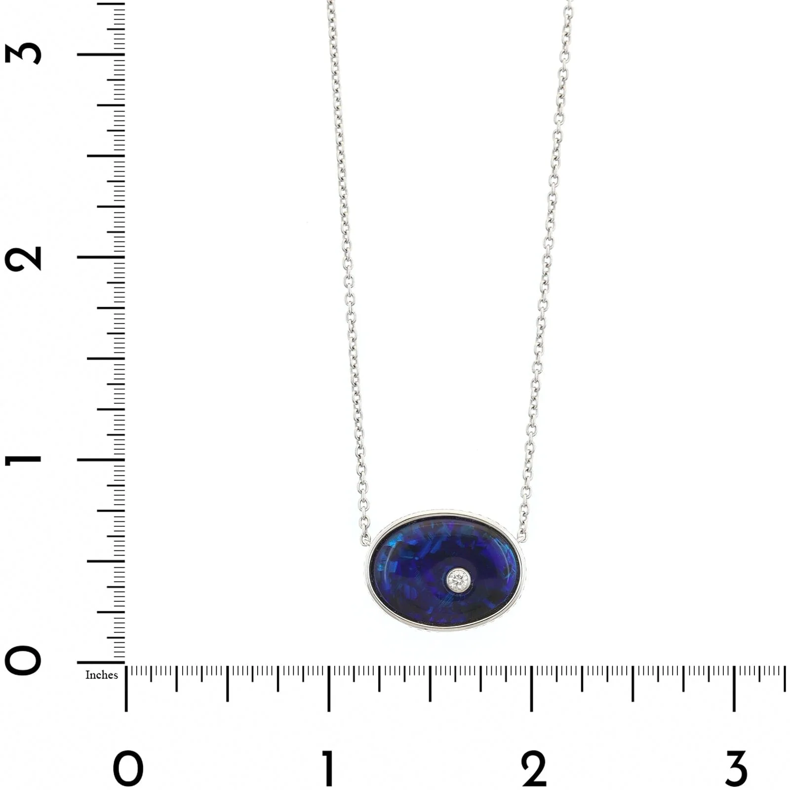 Platinum Oval Opal & Diamond Pendant Necklace - Image 4