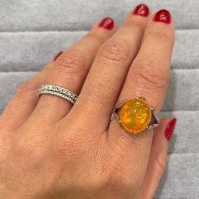Oscar Heyman Platinum Crystal Opal Diamond Ring - Image 2