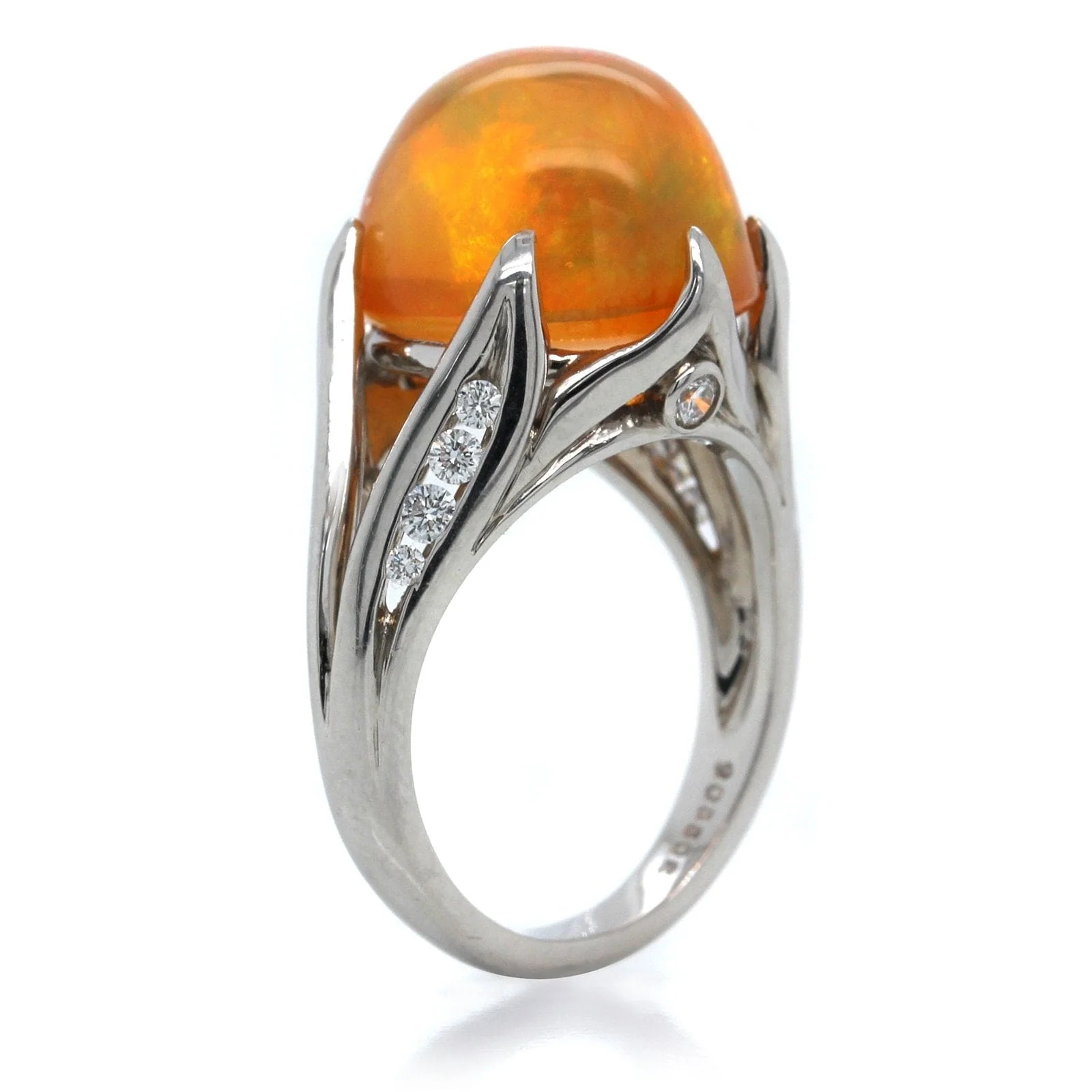 Oscar Heyman Platinum Crystal Opal Diamond Ring - Image 3
