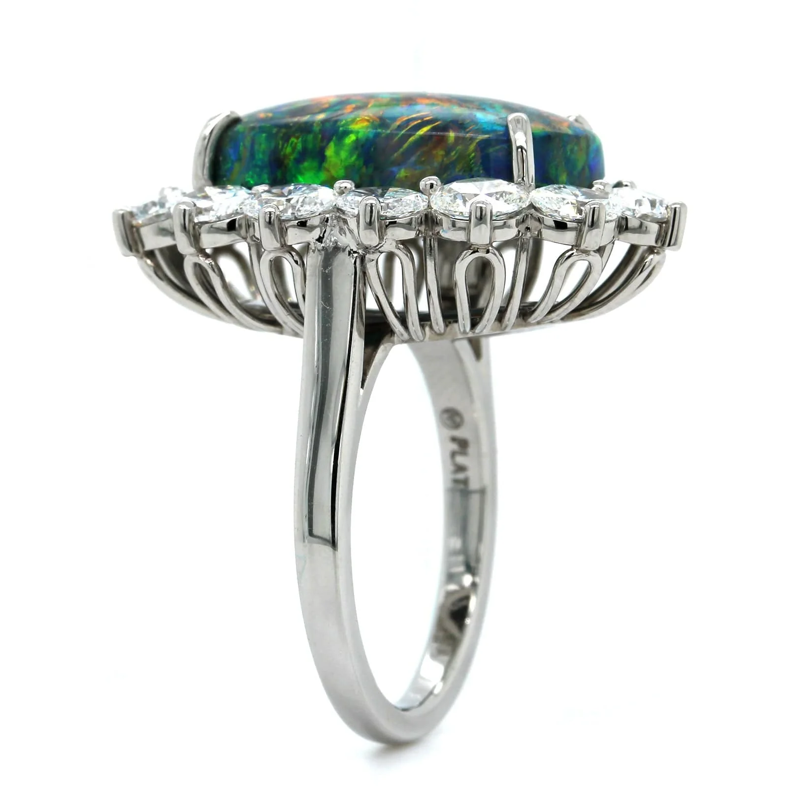 Oscar Heyman Platinum Opal & Diamond Halo Ring - Image 2