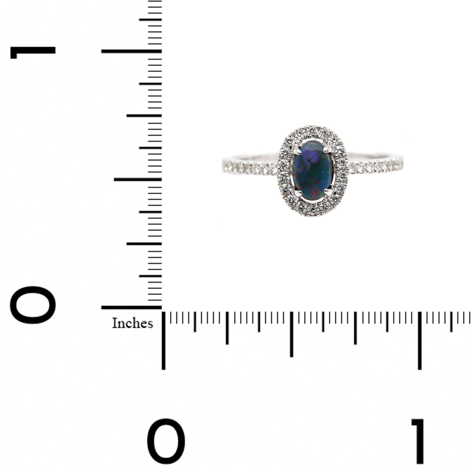 18K White Gold Opal and Diamond Halo Ring - Image 4