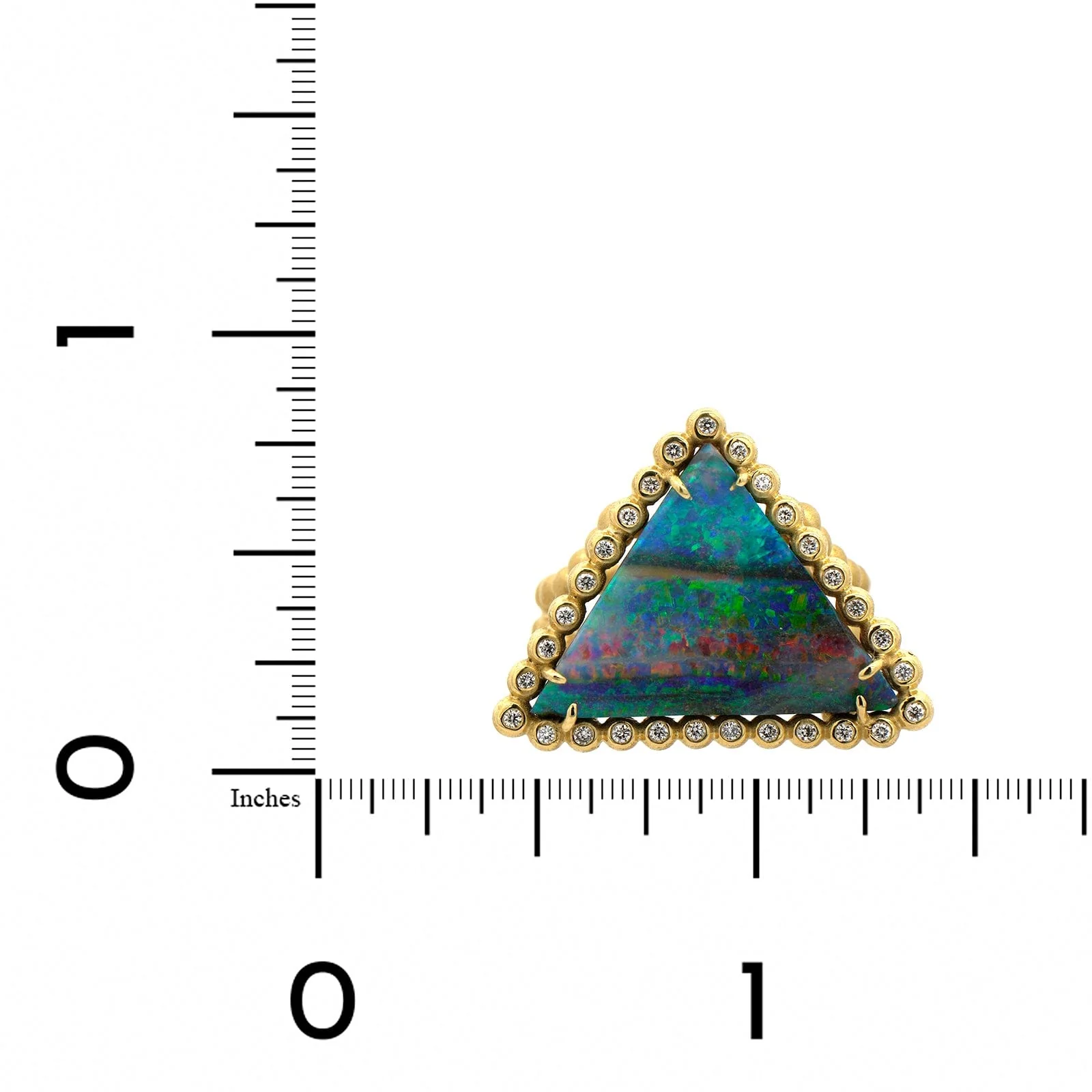 Suzy Landa 18K Yellow Gold Triangular Australian Opal Ring - Image 3