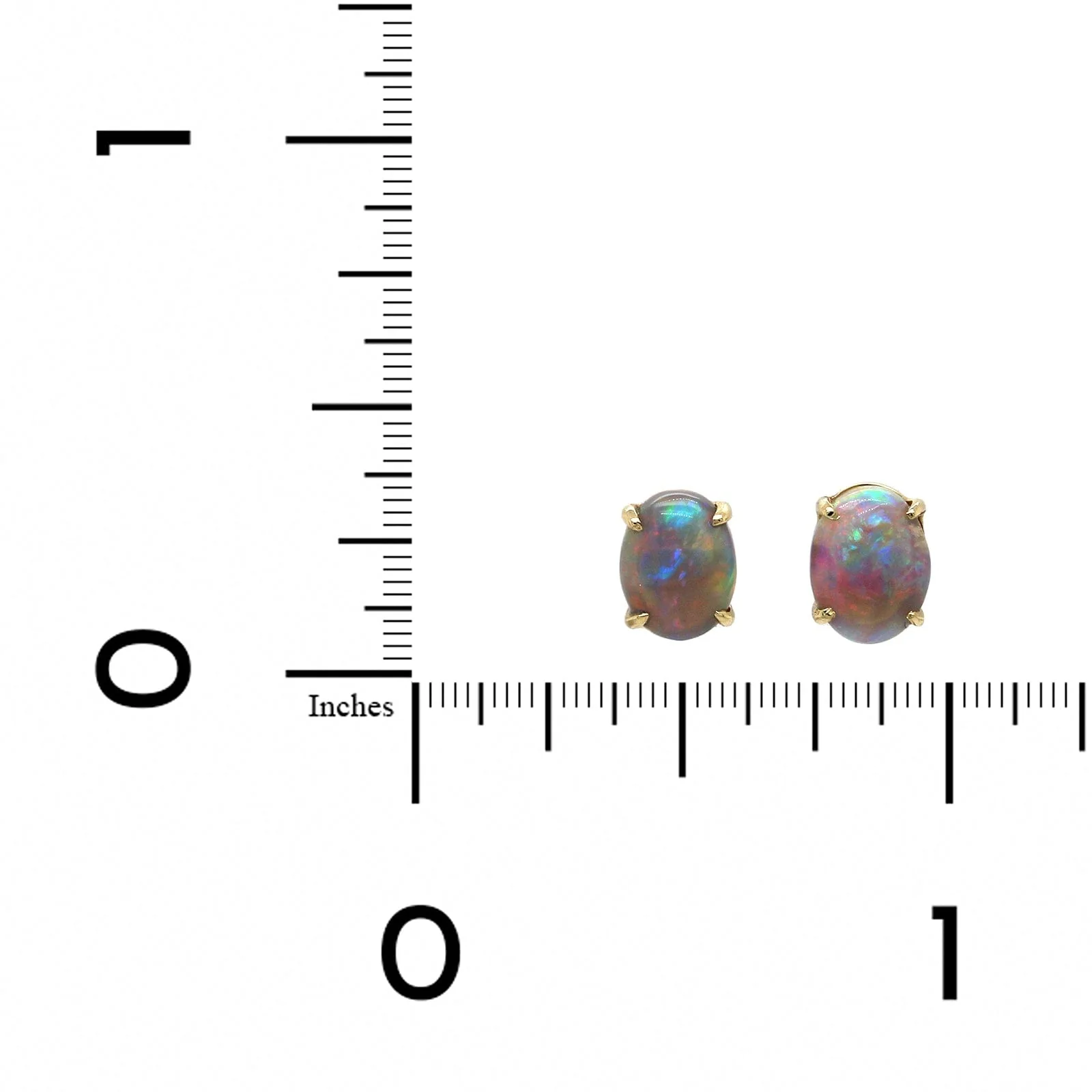 14K Yellow Gold Opal Stud Earrings - Image 2