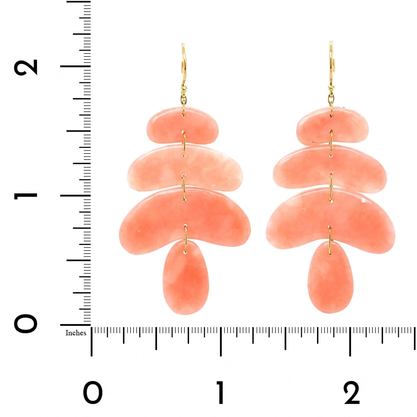 18K Yellow Gold Small Pink Opal Totem Earrings - Image 2
