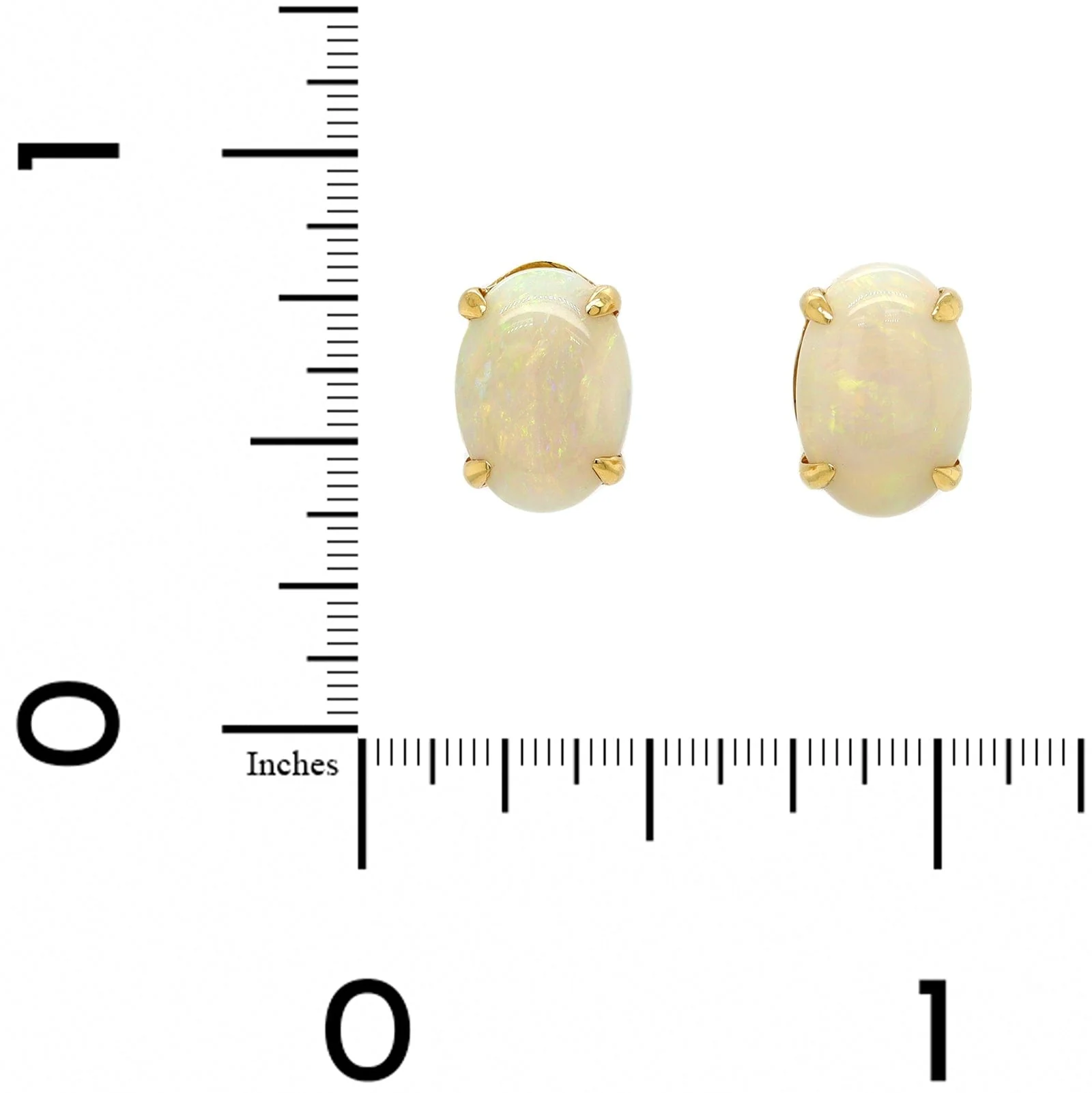 14K Yellow Gold Oval Opal Earrings - Image 2