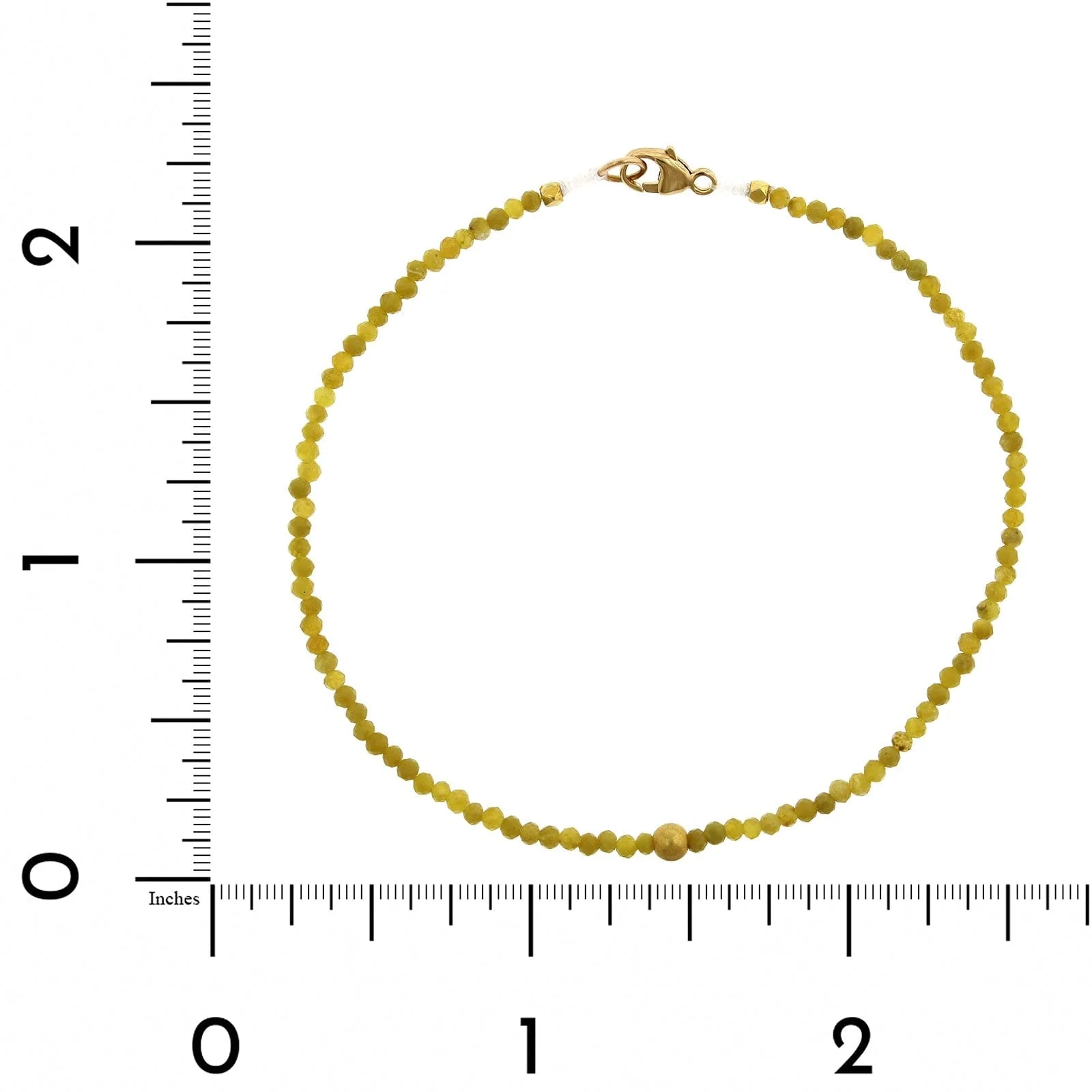18K Yellow Gold Olive Opal Bead Bracelet - Image 3