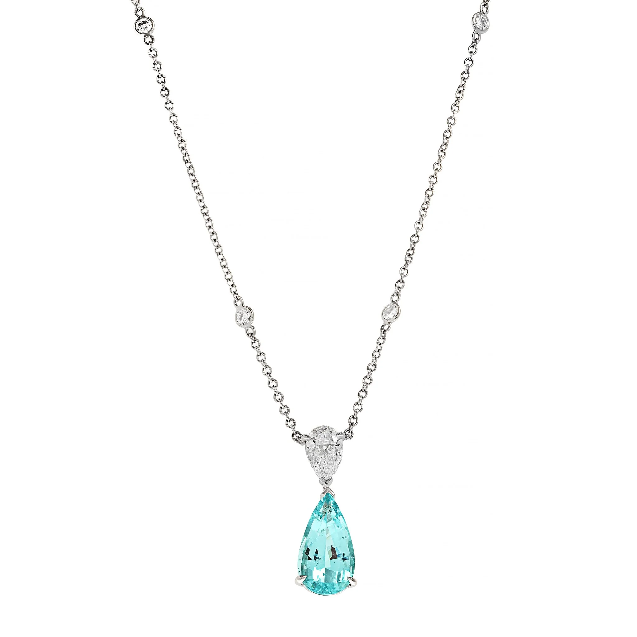 Oscar Heyman Platinum Paraiba Tourmaline and Diamond Pendant Necklace