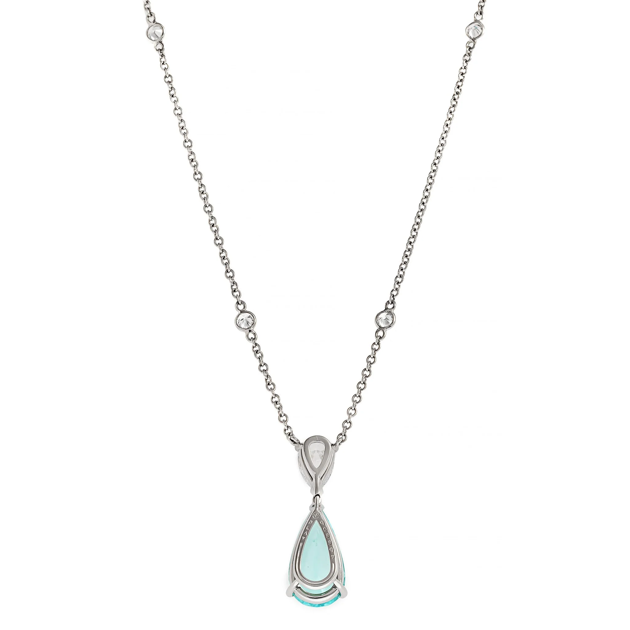 Oscar Heyman Platinum Paraiba Tourmaline and Diamond Pendant Necklace - Image 2