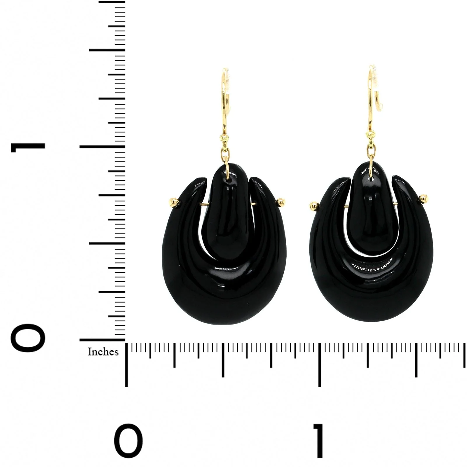 18K Yellow Gold Small Black Onyx O'Keefe Earrings - Image 2