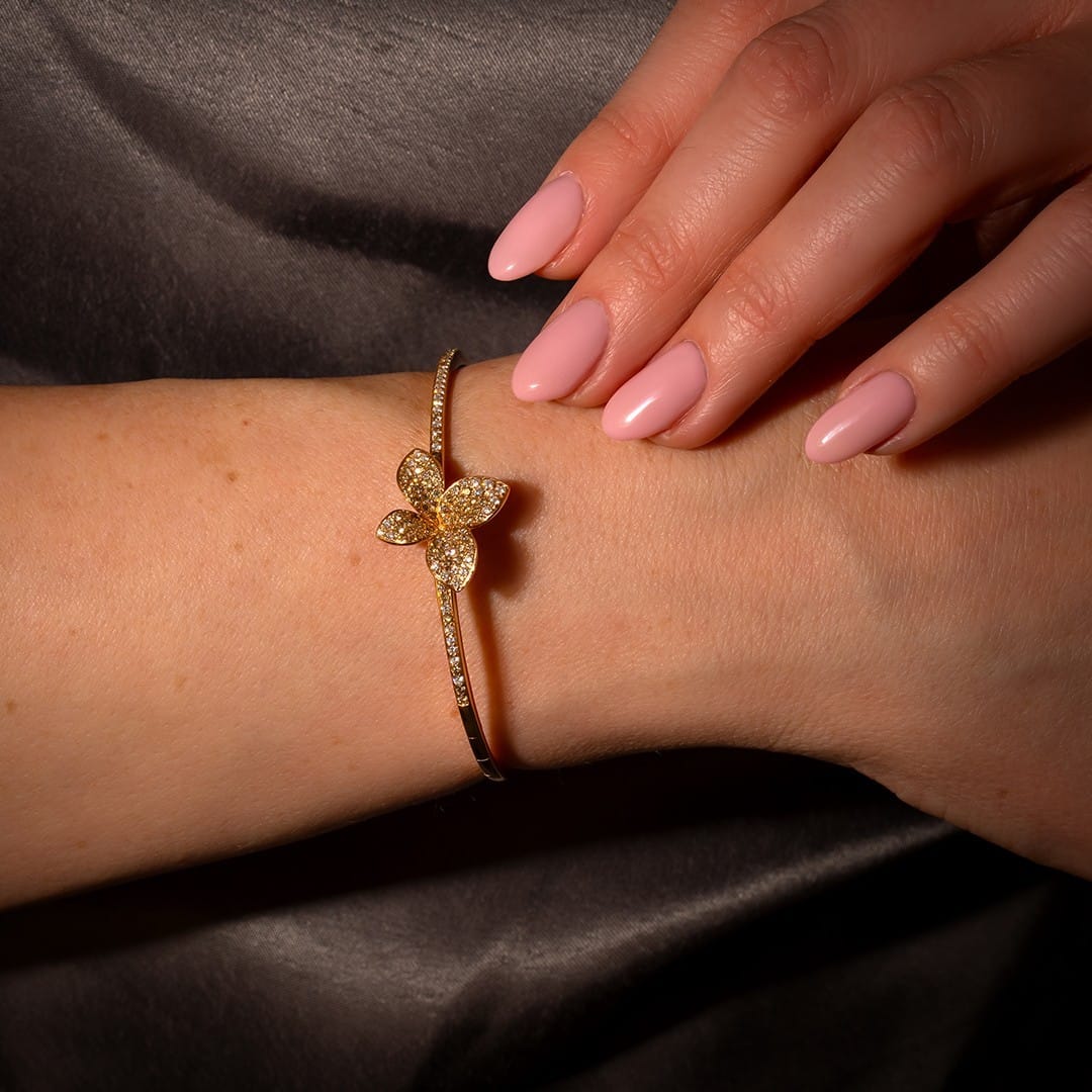 Pasquale Bruni 18K Rose Gold Pave Diamond Giardini Petit Bangle Bracelet - Image 2