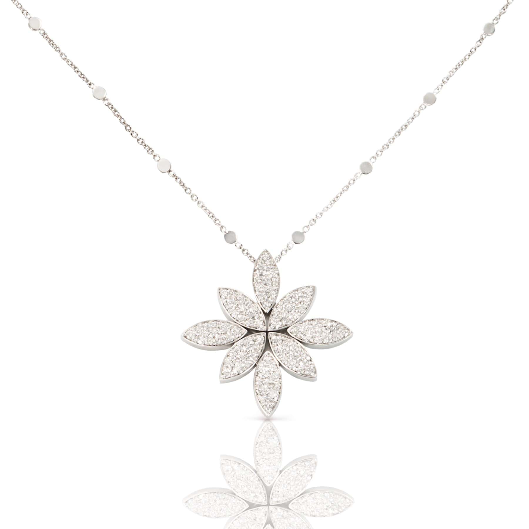 Pasquale Bruni 18K White Gold Diamond Ghirlanda Luce Di Loto Necklace