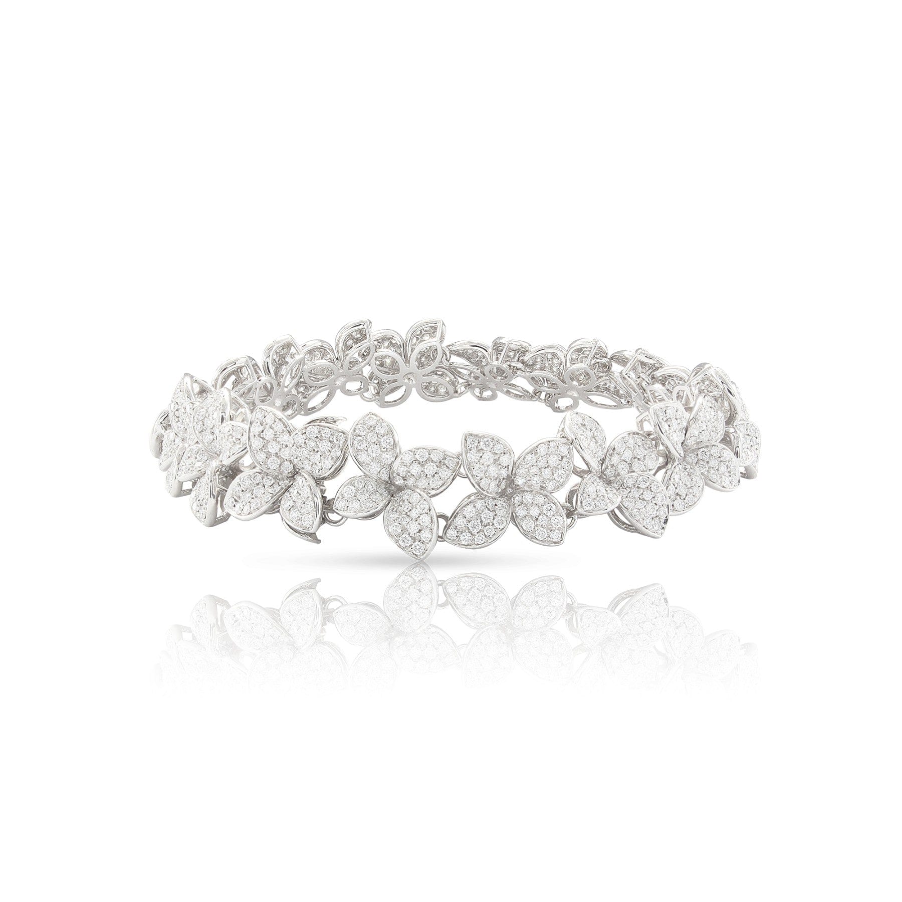 Pasquale Bruni 18K White Gold Pave Diamond Flower Bracelet