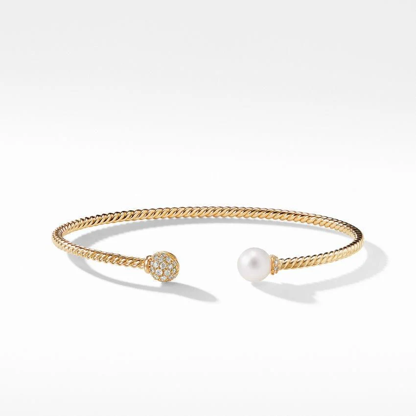 Petite Solari Bead and Pearl Bracelet with Diamonds in 18K Gold - Image 3