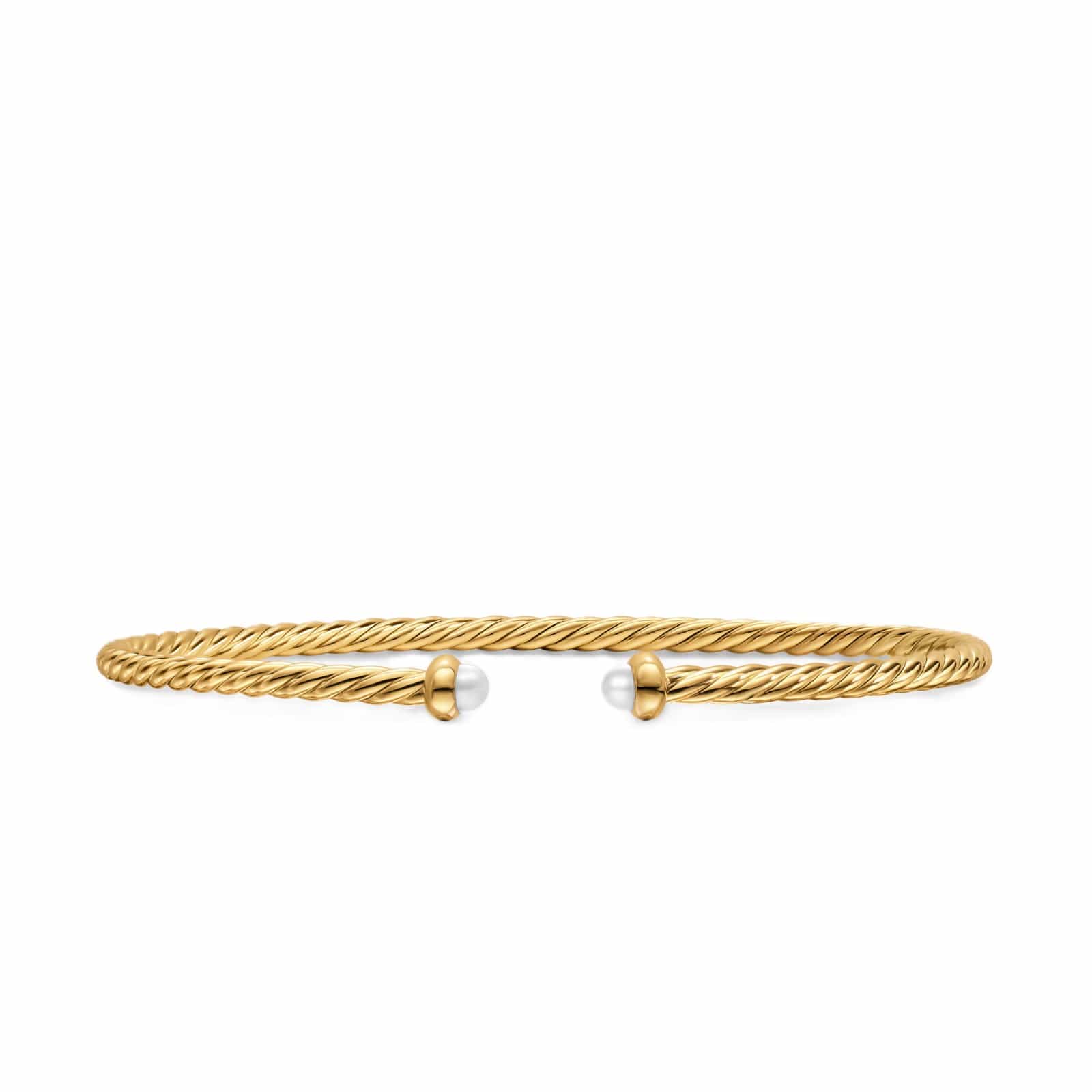 Micro Cablespira® Flex Bracelet 18K Yellow Gold with Pearls, 2.6mm - Image 2
