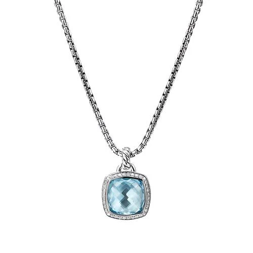 Pendant with Blue Topaz and Diamonds
