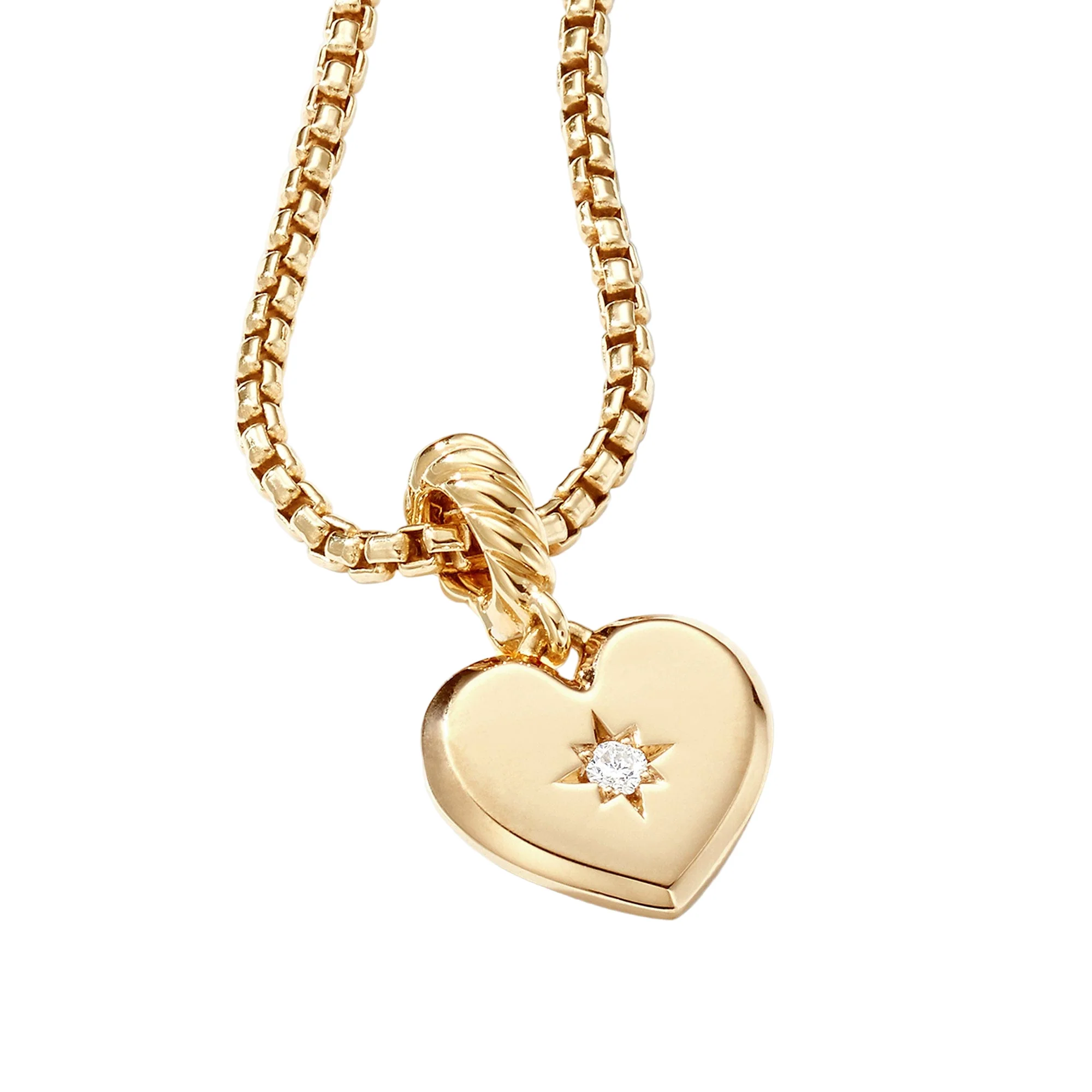 Compass Heart Amulet 18K Yellow Gold with Center Diamond, 11.3mm - Image 4