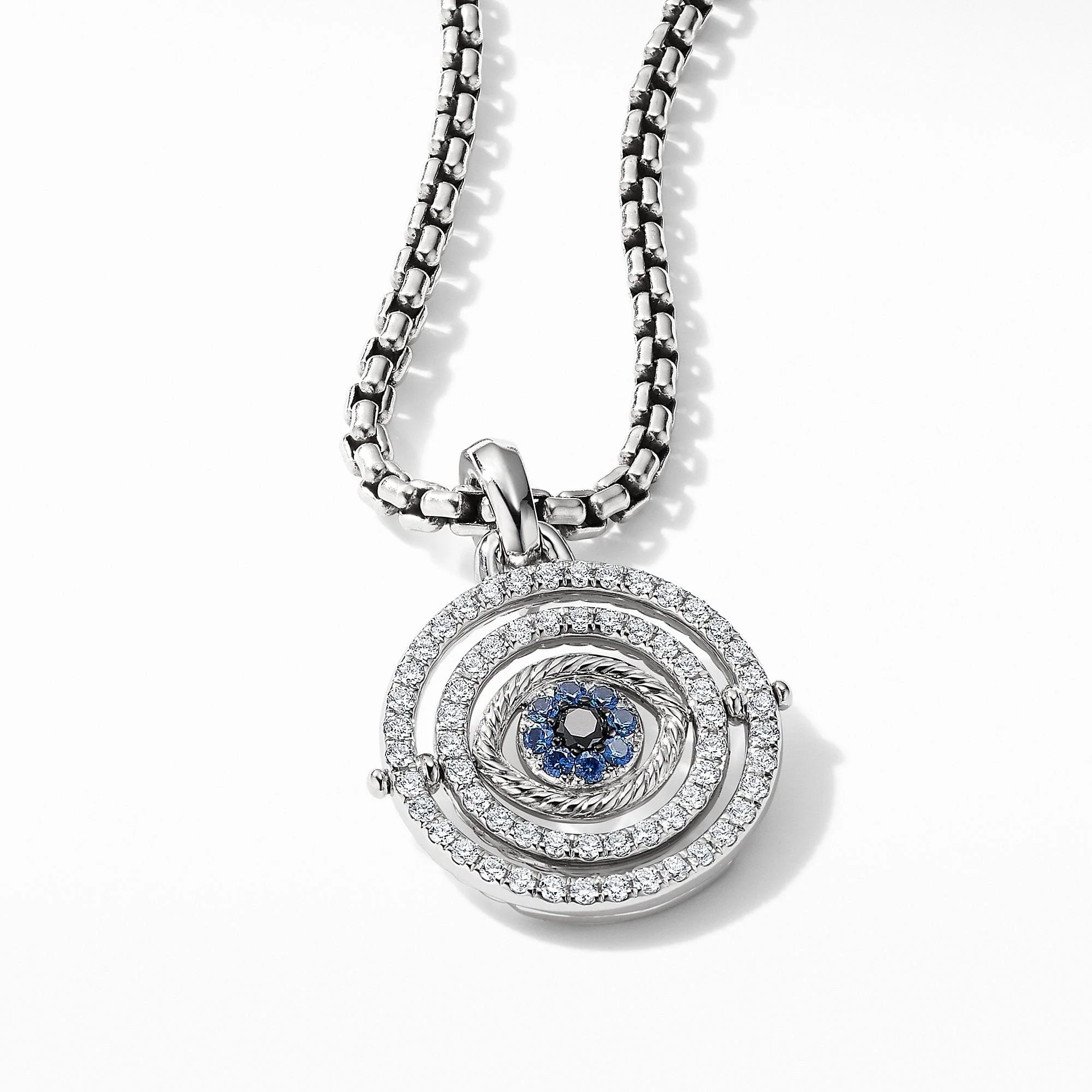 Evil Eye Mobile Amulet in 18K White Gold with Pavé Blue Sapphires and Diamonds - Image 3