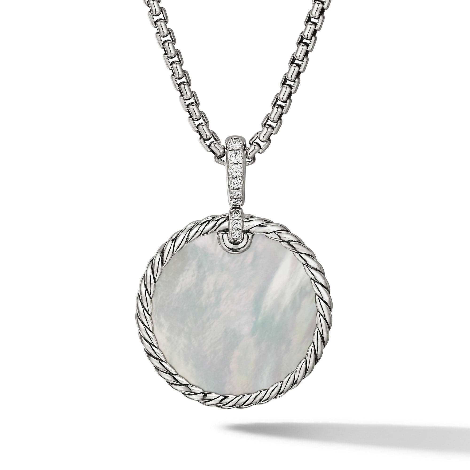 DY Elements® Reversible Disc Pendant with Turquoise and Mother of Pearl and Pavé Diamonds - Image 3