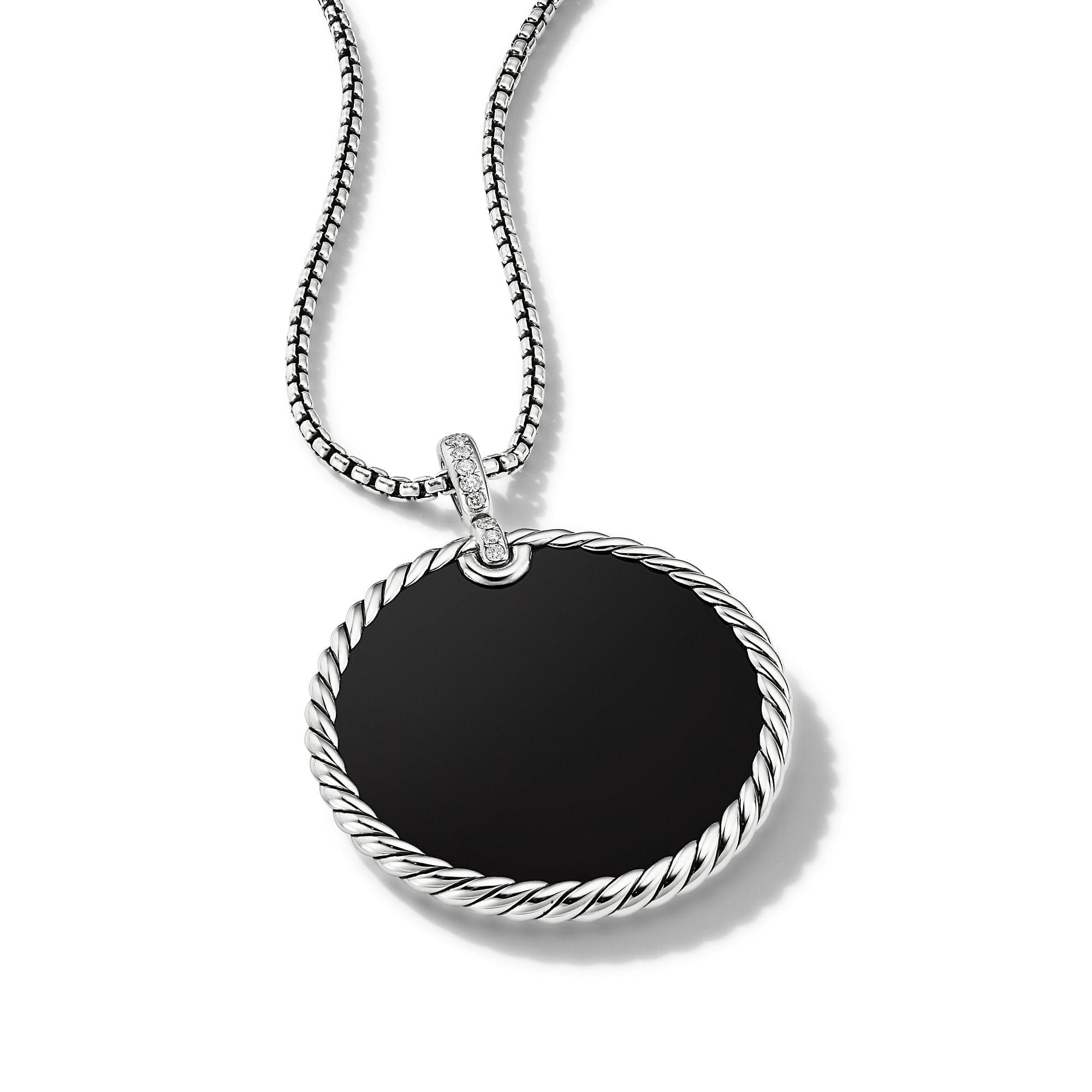 DY Elements® Reversible Disc Pendant with Black Onyx and Mother of Pearl and Pavé Diamonds - Image 3