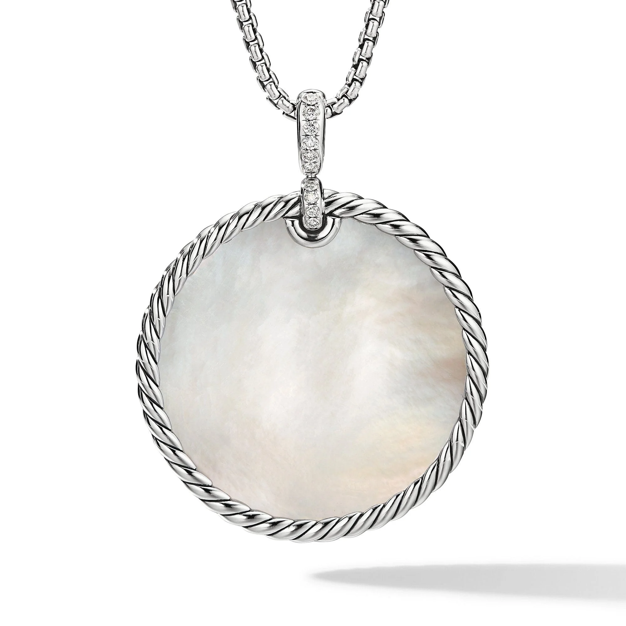 DY Elements Disc Pendant with Turquoise and Mother of Pearl and Pavé Diamonds - Image 2