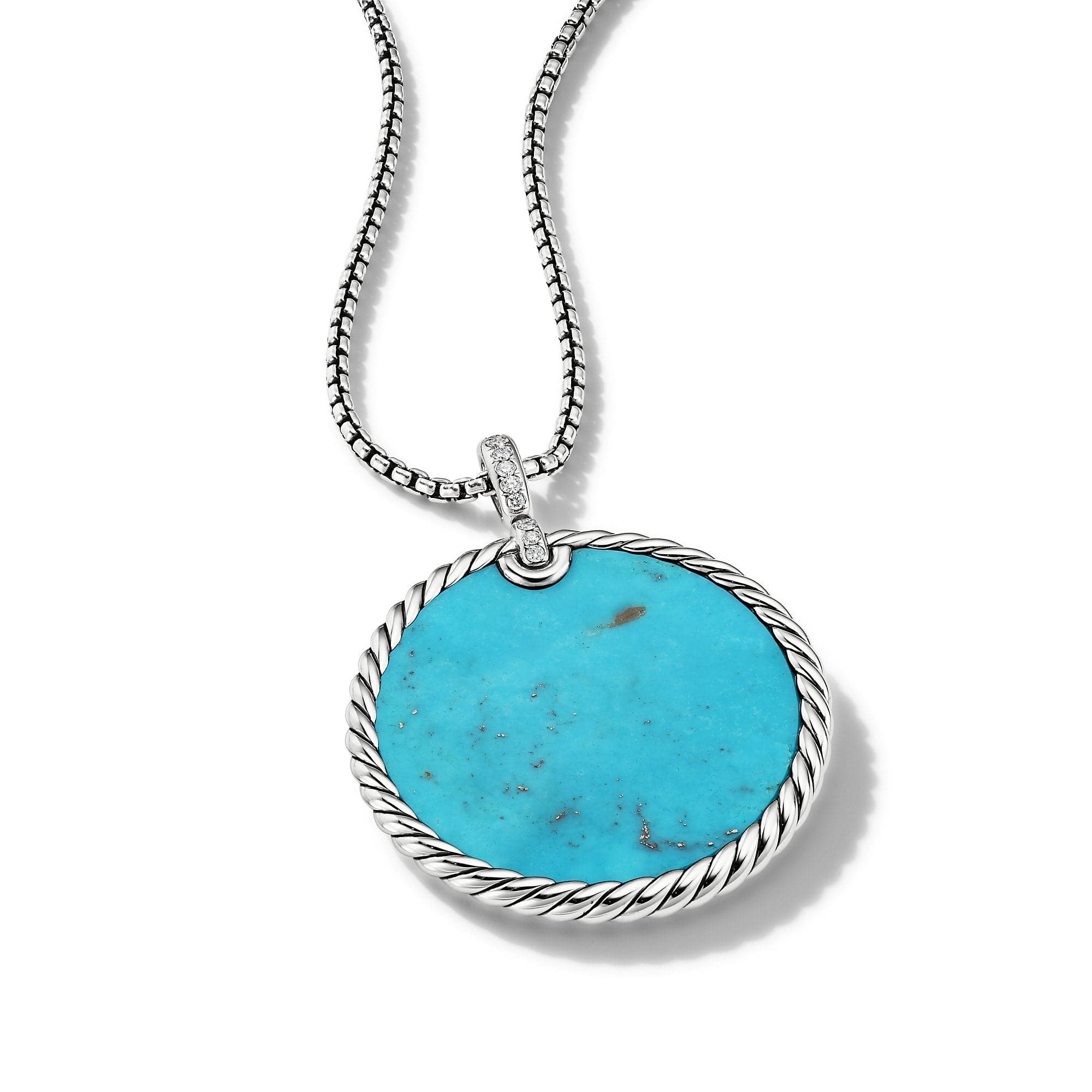DY Elements Disc Pendant with Turquoise and Mother of Pearl and Pavé Diamonds - Image 3