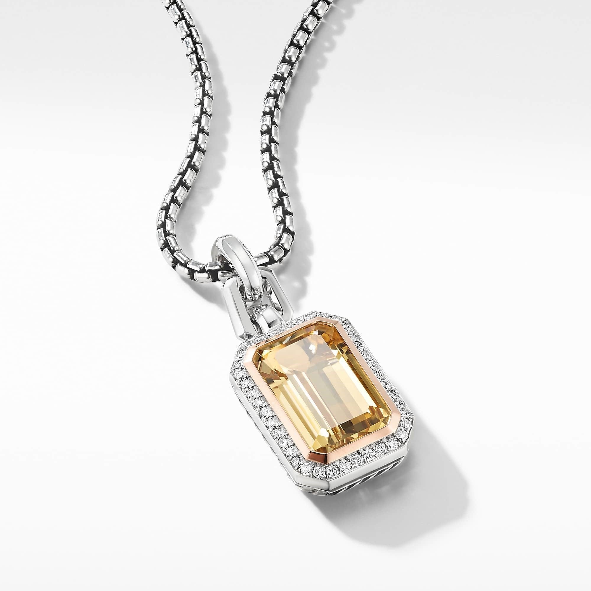 Novella Pendant with Champagne Citrine, Pavé Diamonds and 18K Rose Gold - Image 3