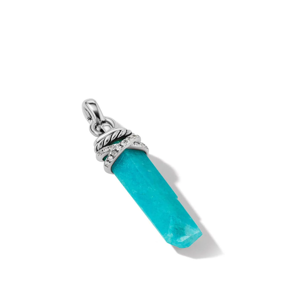 Wrapped Amazonite Crystal Amulet with Sterling Silver and Pavé Diamonds - Image 2