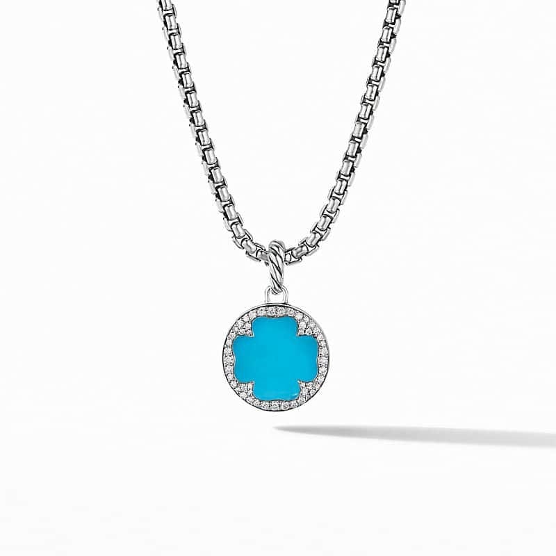 DY Elements® Clover Disc Pendant with Turquoise and Pavé Diamonds