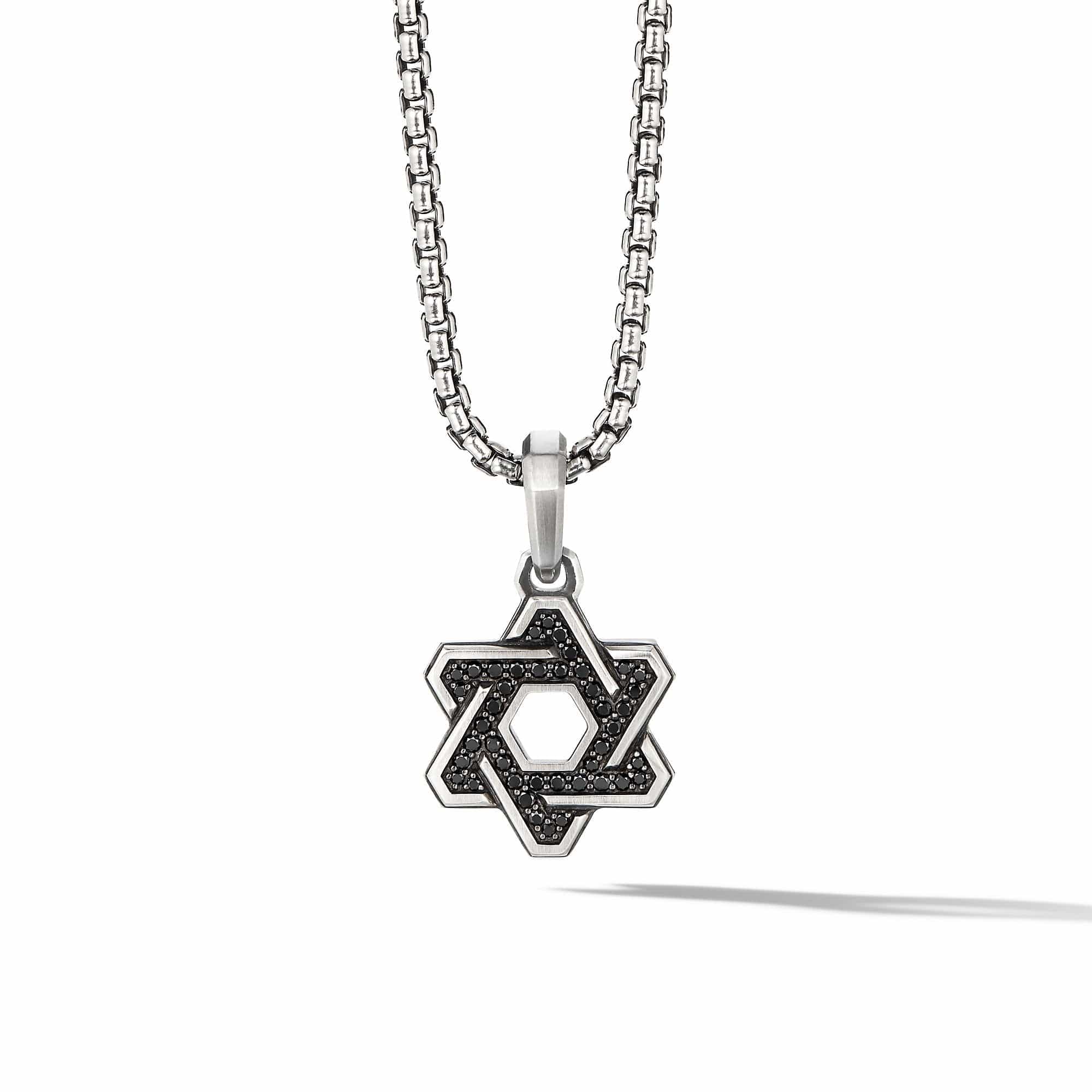 Deco Star of David Pendant with Pavé Black Diamonds
