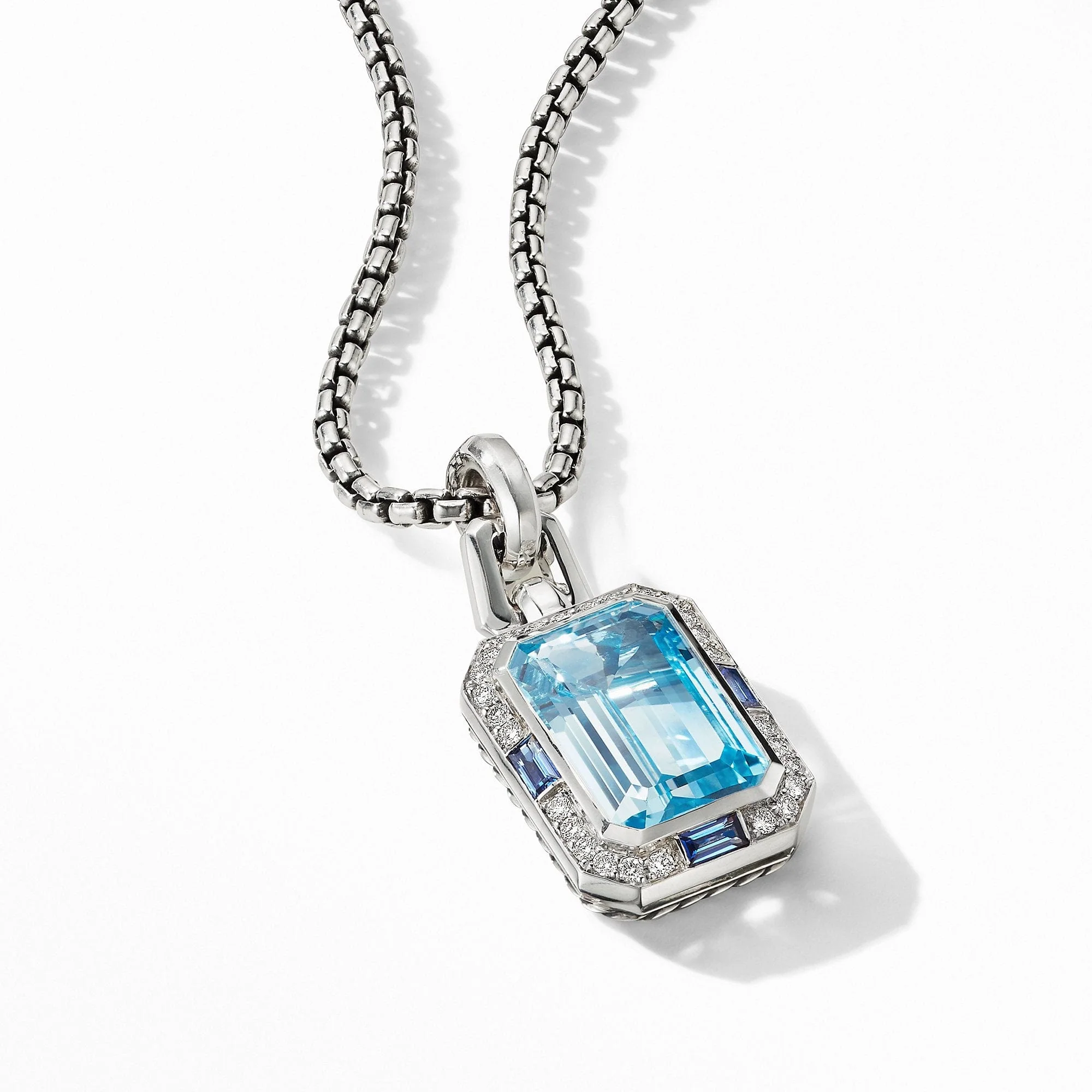 Novella Pendant with Blue Topaz, Sapphires and Pavé Diamonds - Image 3