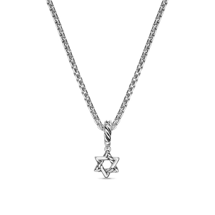 Micro Pavé Star of David Amulet in Sterling Silver with Diamonds, 7.4mm - Image 3