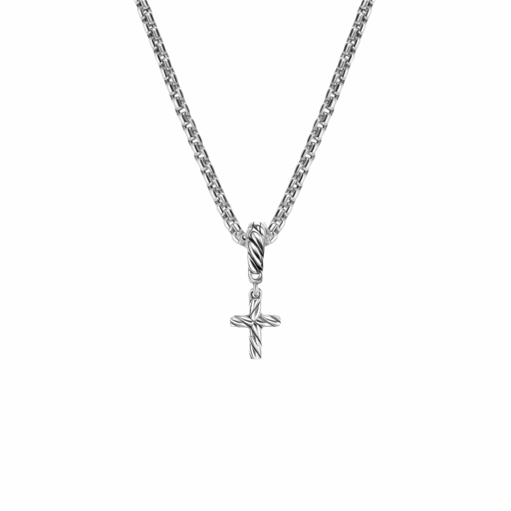 Micro Pavé Cross Amulet Sterling Silver with Diamonds, 8mm - Image 3