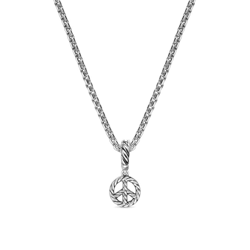 Micro Pavé Peace Sign Amulet in Sterling Silver with Diamonds, 7.6mm - Image 3