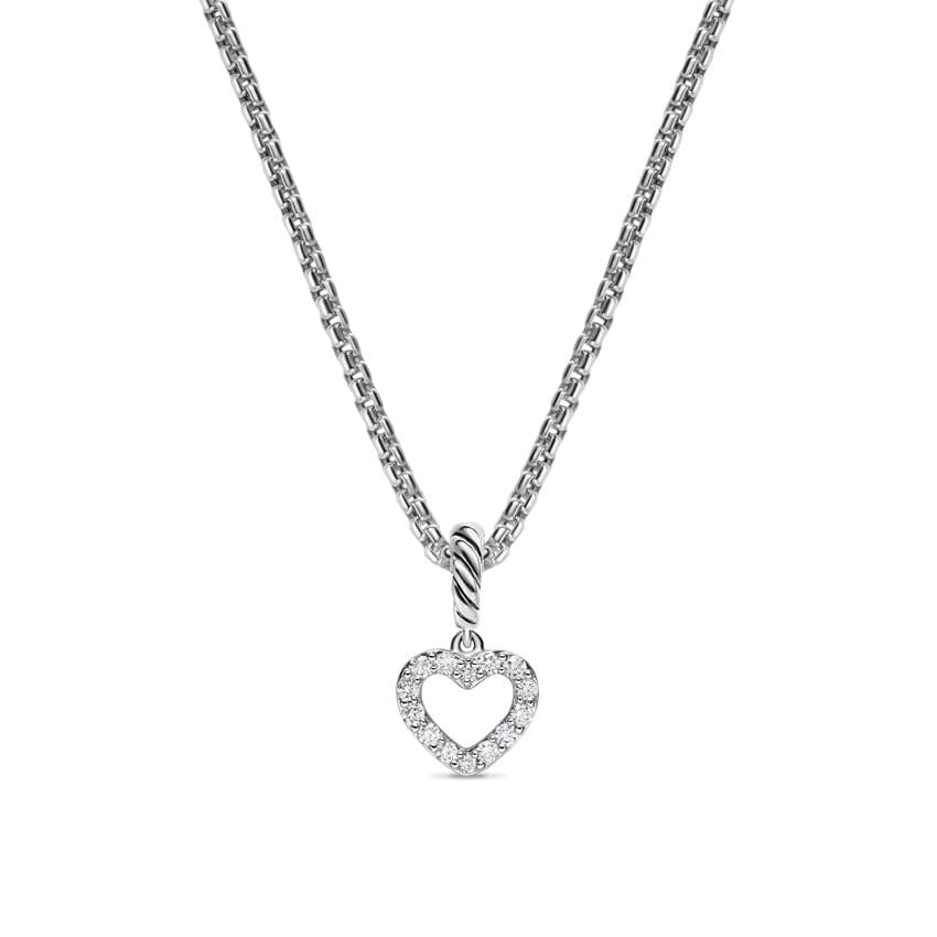 Micro Pavé Open Heart Amulet in Sterling Silver with Diamonds, 6.8mm - Image 2