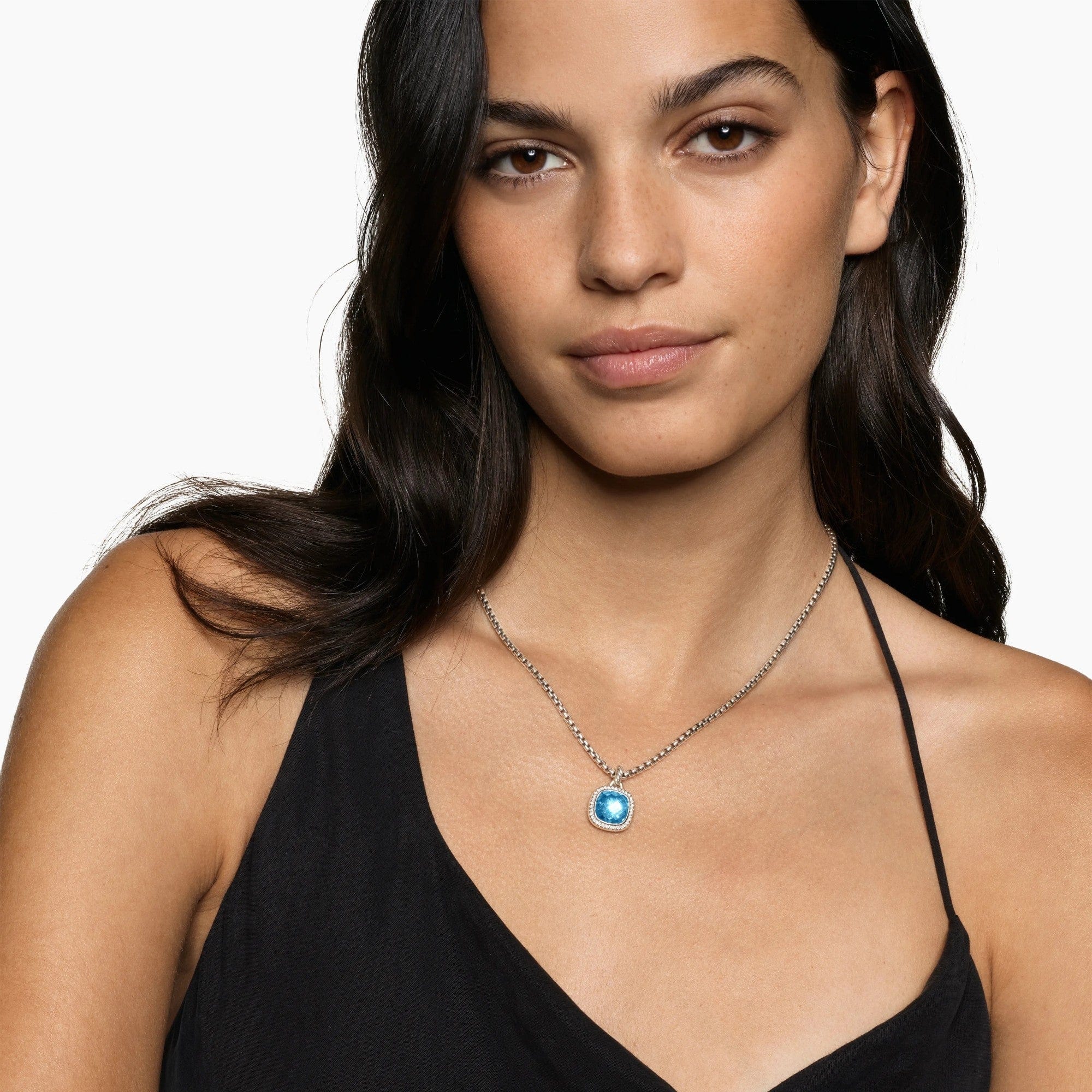 Albion® Pendant Sterling Silver with Blue Topaz and Diamonds, 11mm - Image 3