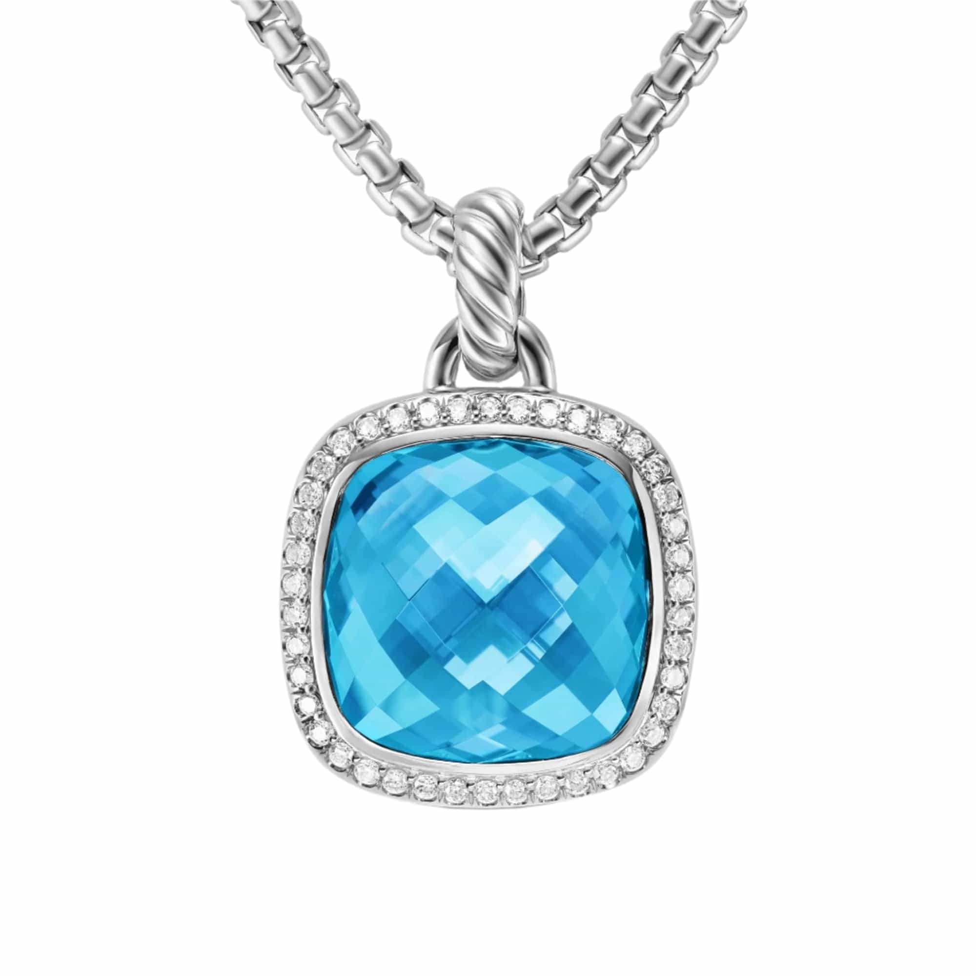 Albion® Pendant Sterling Silver with Blue Topaz and Diamonds, 15mm - Image 2