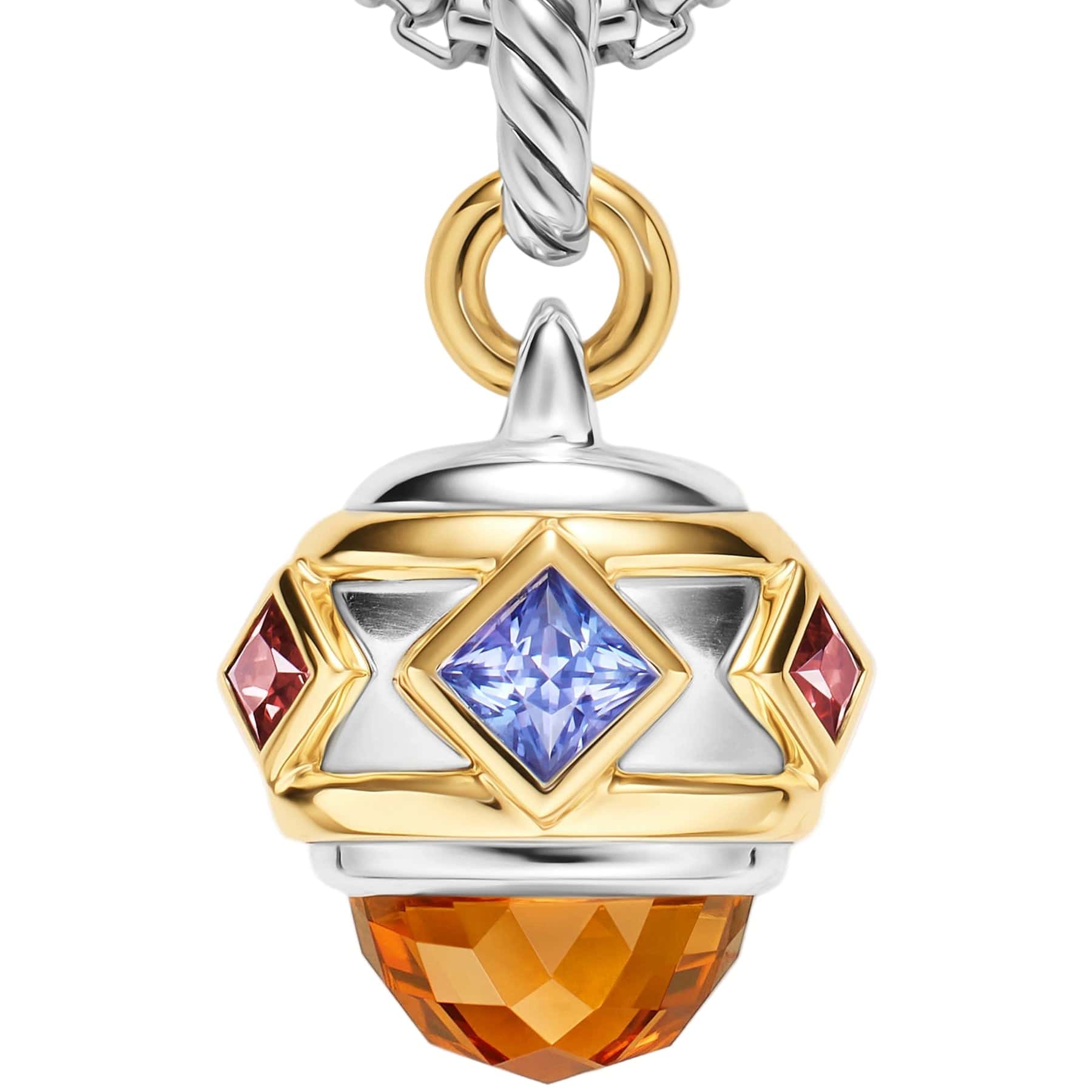Renaissance® Amulet Sterling Silver with 14K Yellow Gold, Madeira Citrine, Tanzanite and Rhodolite Garnet, 19.8mm - Image 3