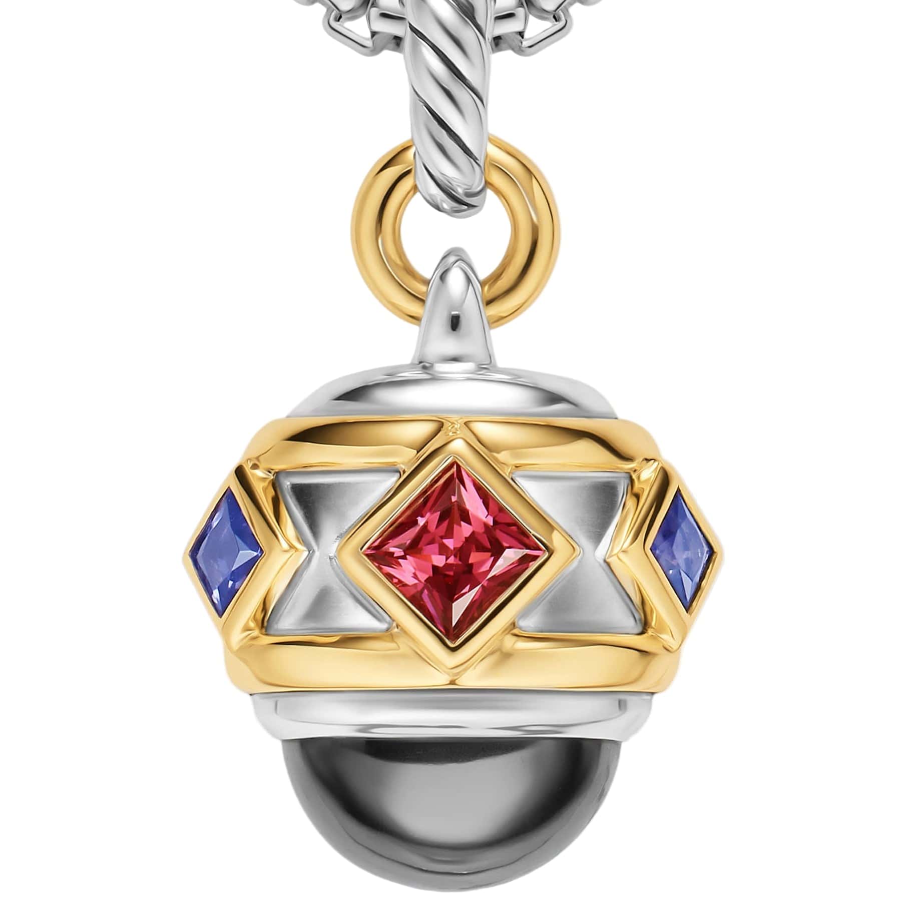 Renaissance® Amulet Sterling Silver with 14K Yellow Gold, Hematine, Rhodolite Garnet and Iolite, 19.8mm - Image 3