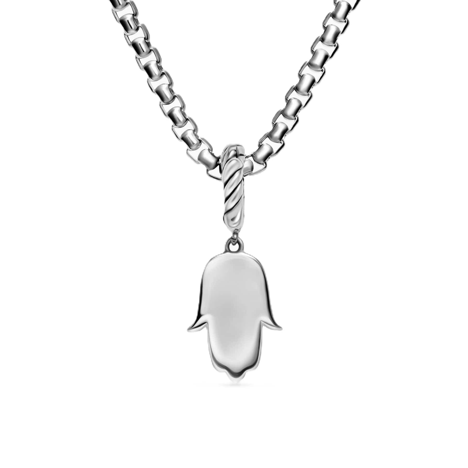 Hamsa Amulet Sterling Silver with Center Diamond, 15.8mm - Image 4