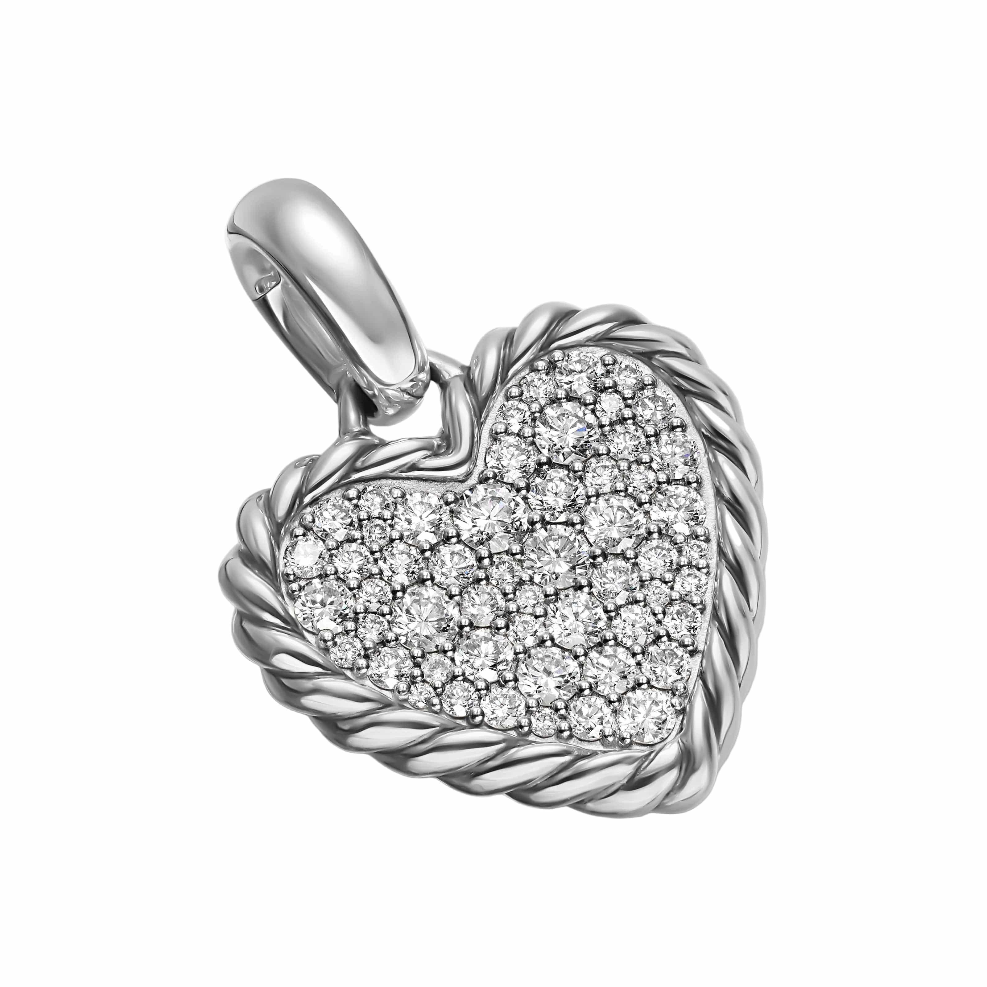 Pavé Heart Amulet Sterling Silver with Diamonds, 15.6mm