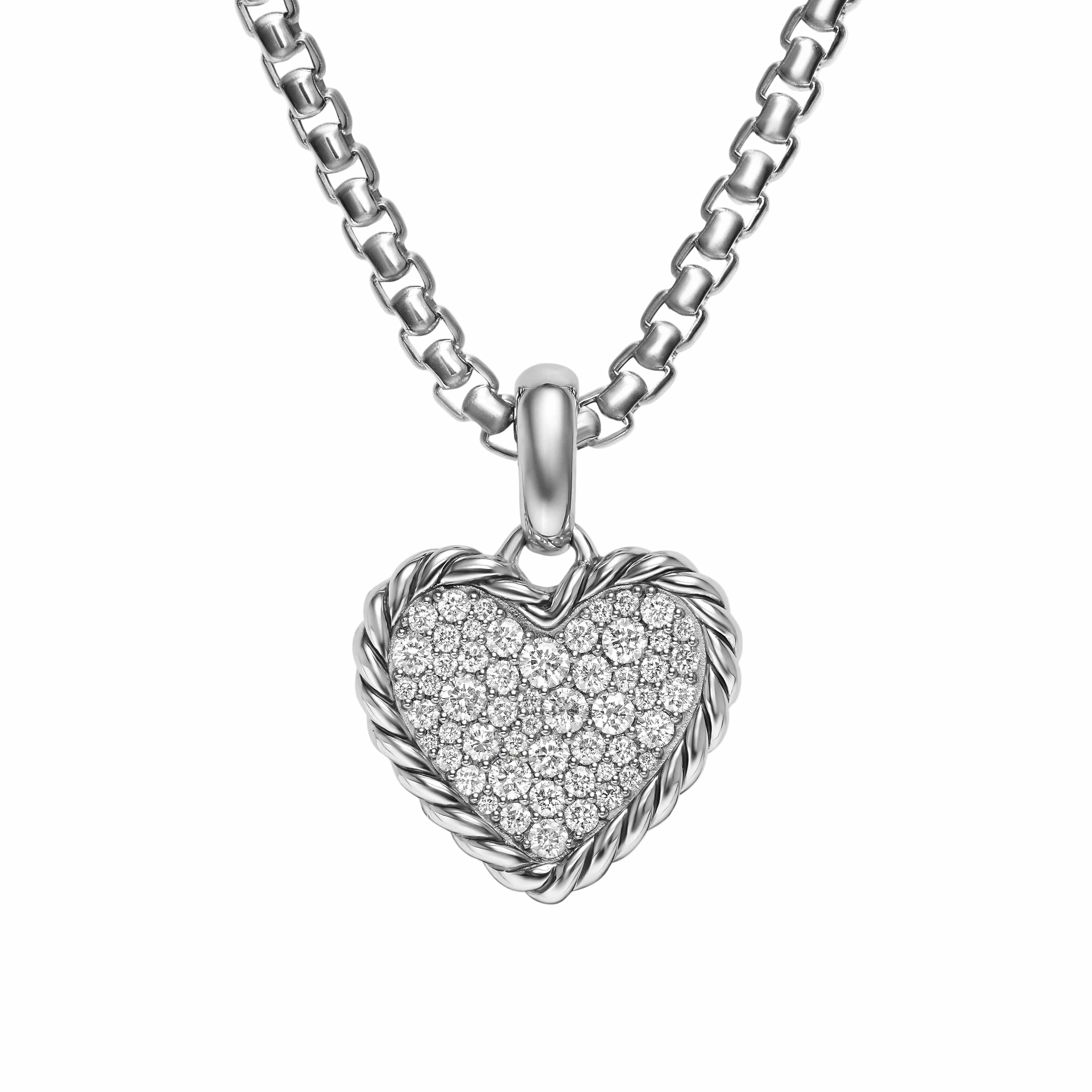 Pavé Heart Amulet Sterling Silver with Diamonds, 15.6mm - Image 2